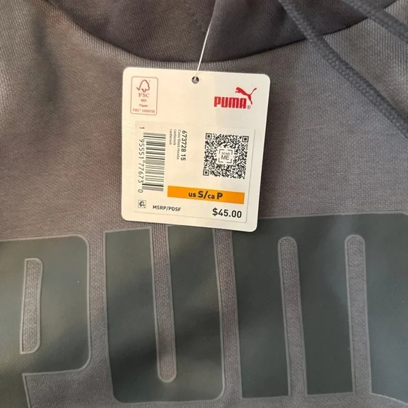 PUMA men’s small Gray Hoodie Sweatshirt - Picture 2 of 5